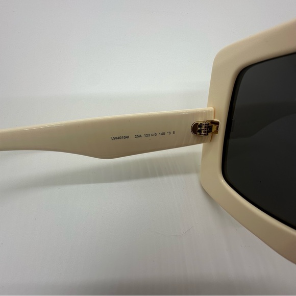 NWT Loewe | Oversized Anagram Shield Mirrored Ivory Gold Unisex Sunglasses $550 - Picture 6 of 7
